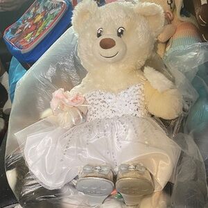 White and Cream Stuffed Bear with Dress